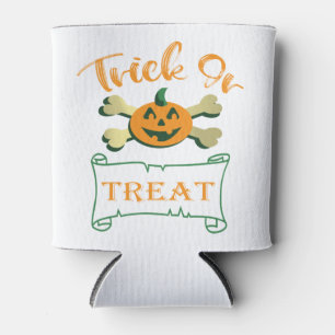 Trick or treat crossbones Halloween pumpkin Can Cooler