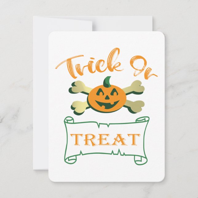 Trick or treat crossbones Halloween pumpkin  Card (Front)