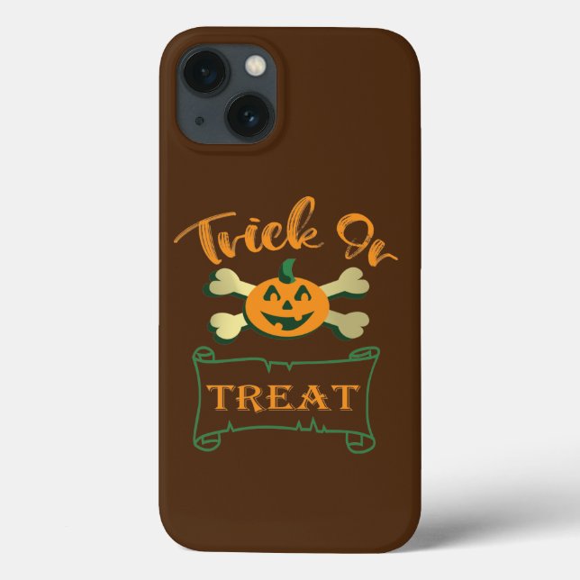 Trick or treat crossbones Halloween pumpkin  Case-Mate iPhone Case (Back)