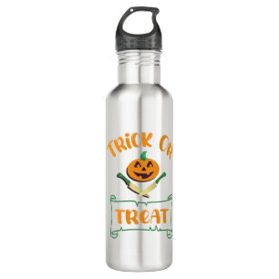 Trick or treat crossbones Halloween pumpkin face 710 Ml Water Bottle