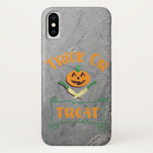 Trick or treat crossbones Halloween pumpkin face iPhone X Case