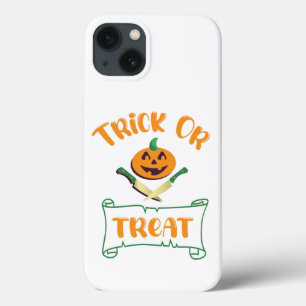 Trick or treat crossbones Halloween pumpkin face iPhone 13 Case
