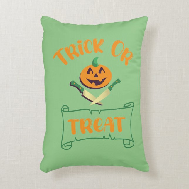 Trick or treat crossbones Halloween pumpkin face Decorative Cushion (Front(Vertical))