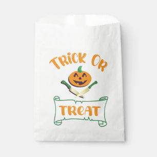 Trick or treat crossbones Halloween pumpkin face Favour Bag