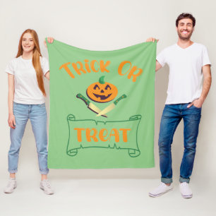 Trick or treat crossbones Halloween pumpkin face Fleece Blanket