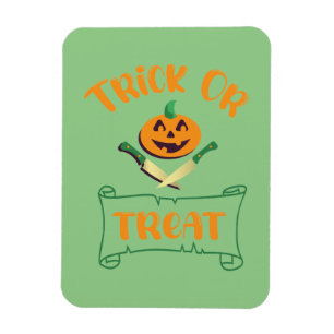 Trick or treat crossbones Halloween pumpkin face Magnet