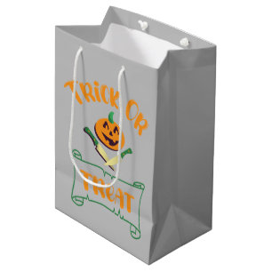Trick or treat crossbones Halloween pumpkin face Medium Gift Bag