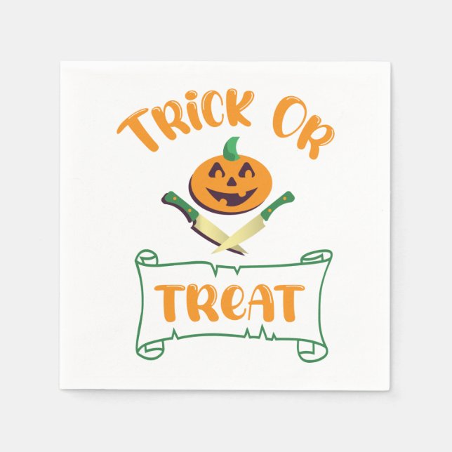 Trick or treat crossbones Halloween pumpkin face Napkin (Front)
