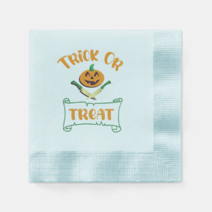 Trick or treat crossbones Halloween pumpkin face Napkin