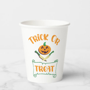 Trick or treat crossbones Halloween pumpkin face Paper Cups