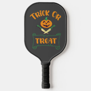 Trick or treat crossbones Halloween pumpkin face Pickleball Paddle