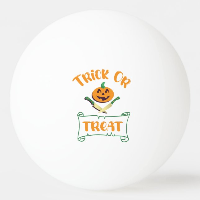 Trick or treat crossbones Halloween pumpkin face Ping Pong Ball (Front)