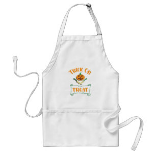 Trick or treat crossbones Halloween pumpkin face Standard Apron