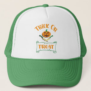 Trick or treat crossbones Halloween pumpkin face Trucker Hat
