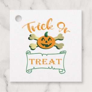 Trick or treat crossbones Halloween pumpkin Favour Tags