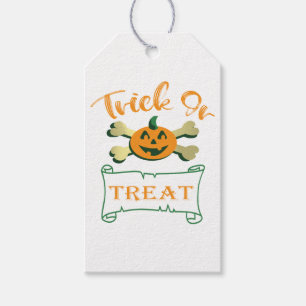 Trick or treat crossbones Halloween pumpkin Gift Tags