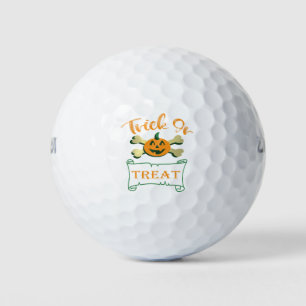 Trick or treat crossbones Halloween pumpkin  Golf Balls
