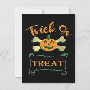 Trick or treat crossbones Halloween pumpkin  Holiday Card