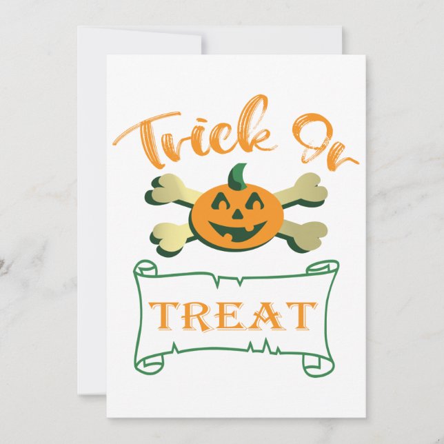 Trick or treat crossbones Halloween pumpkin  Invitation (Front)
