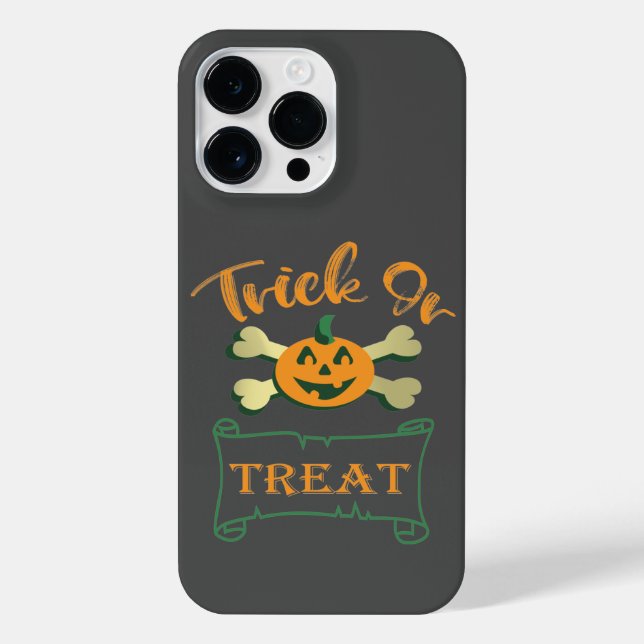 Trick or treat crossbones Halloween pumpkin  iPhone Case (Back)
