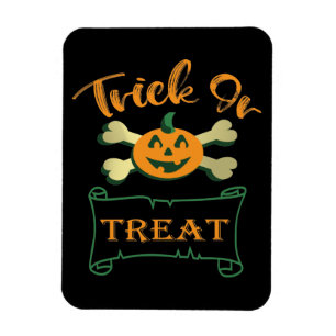 Trick or treat crossbones Halloween pumpkin Magnet