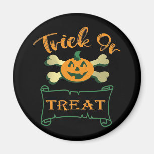 Trick or treat crossbones Halloween pumpkin Magnet