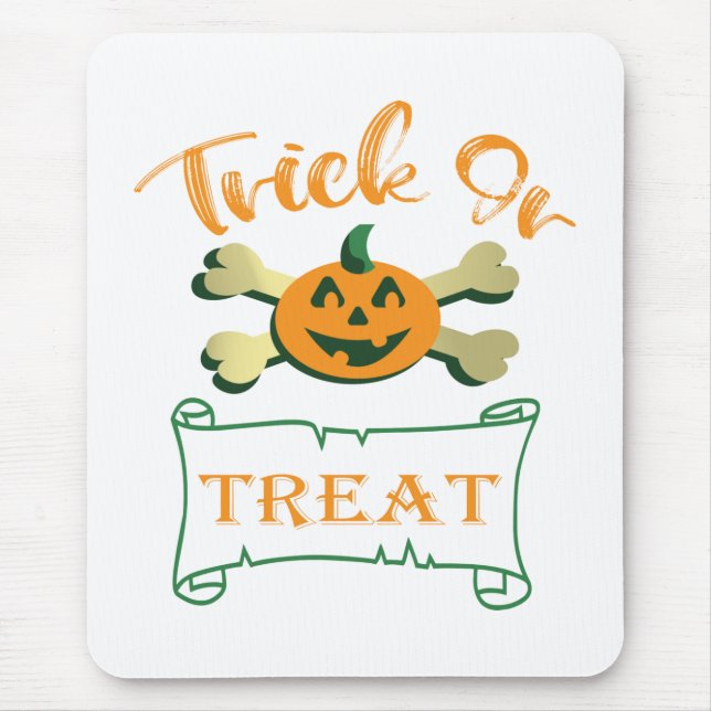 Trick or treat crossbones Halloween pumpkin  Mouse Pad (Front)