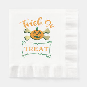 Trick or treat crossbones Halloween pumpkin Napkin