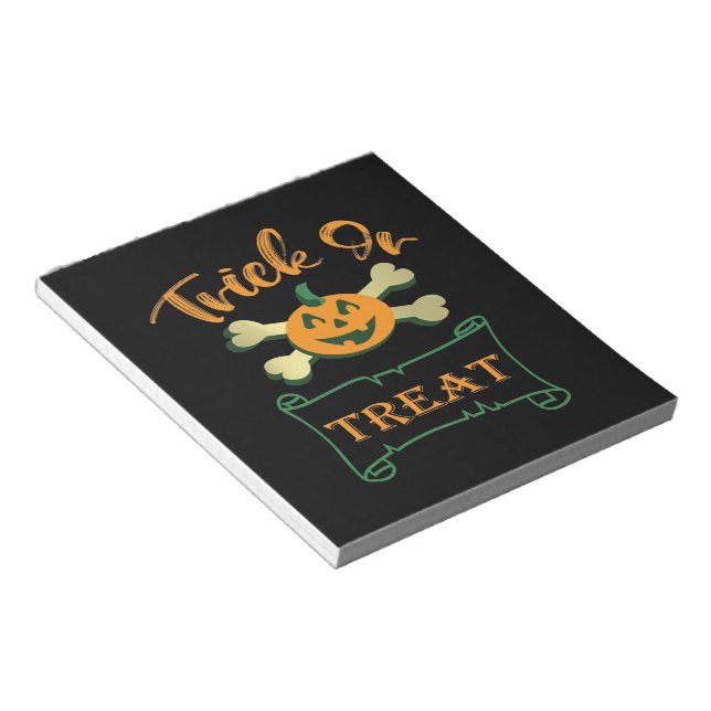Trick or treat crossbones Halloween pumpkin  Notepad (Angled)