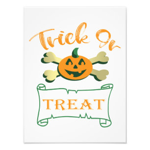 Trick or treat crossbones Halloween pumpkin  Photo Print