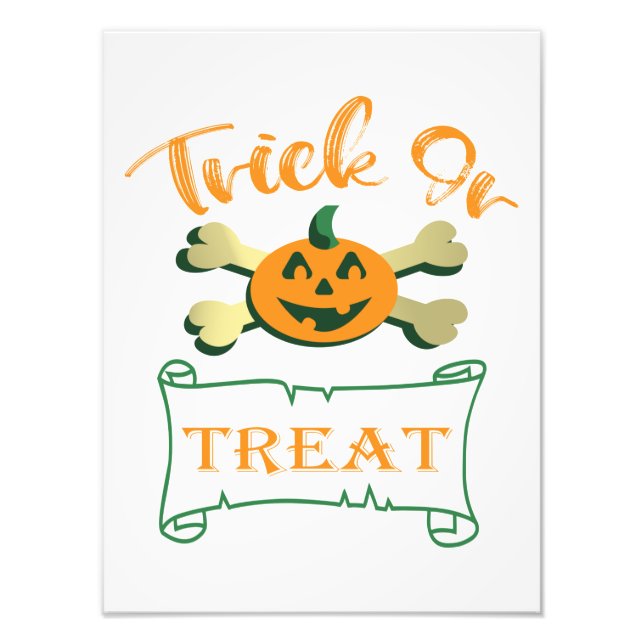 Trick or treat crossbones Halloween pumpkin  Photo Print (Front)