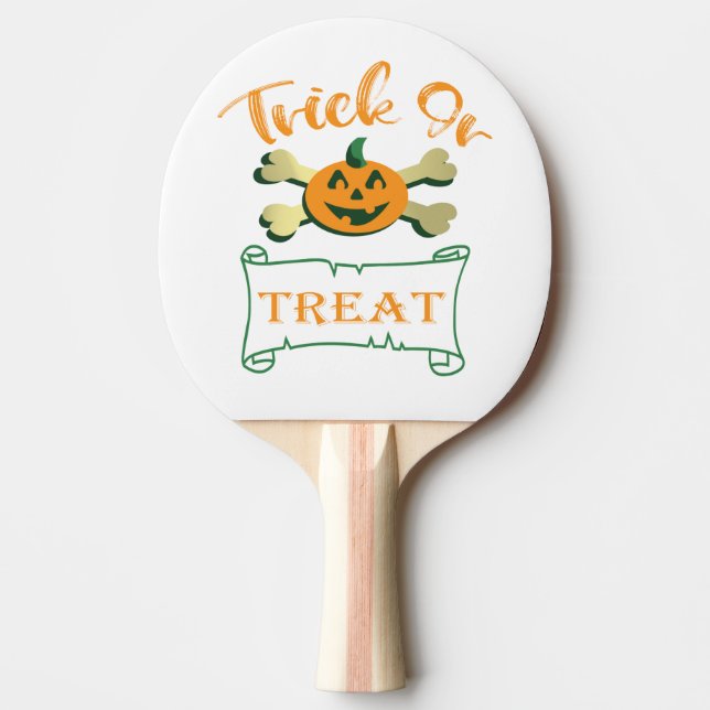 Trick or treat crossbones Halloween pumpkin  Ping Pong Paddle (Front)