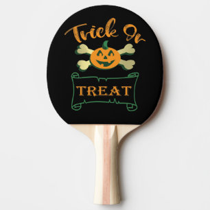 Trick or treat crossbones Halloween pumpkin  Ping Pong Paddle