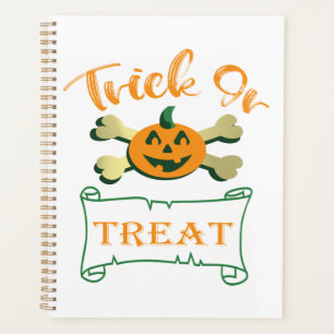 Trick or treat crossbones Halloween pumpkin  Planner