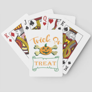 Trick or treat crossbones Halloween pumpkin  Playing Cards