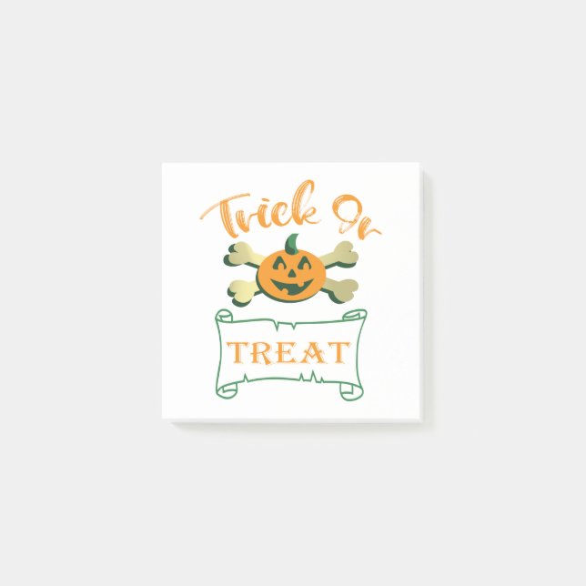 Trick or treat crossbones Halloween pumpkin  Post-it Notes (Front)
