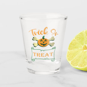 Trick or treat crossbones Halloween pumpkin Shot Glass
