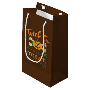 Trick or treat crossbones Halloween pumpkin  Small Gift Bag
