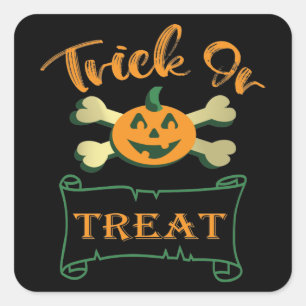 Trick or treat crossbones Halloween pumpkin Square Sticker