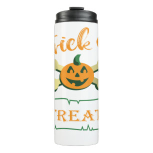 Trick or treat crossbones Halloween pumpkin  Thermal Tumbler