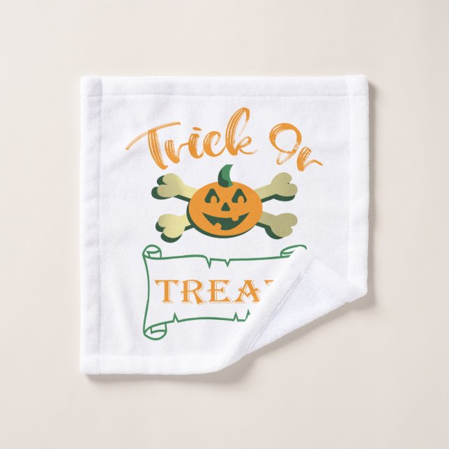 Trick or treat crossbones Halloween pumpkin  Wash Cloth (Wash Cloth)