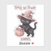 Trick or Treat Custom Black Cat&Pink Candy Bucket