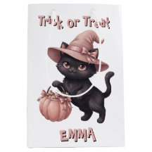 Trick or Treat Custom Black Cat&Pink Candy Bucket