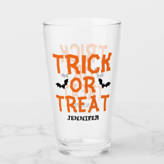 Trick Or Treat Custom Name Halloween Glass