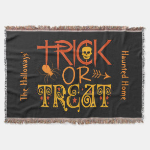 Trick or Treat custom name throw blanket
