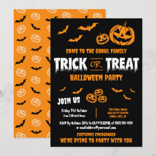 Trick or Treat Customisable Party Invitation A