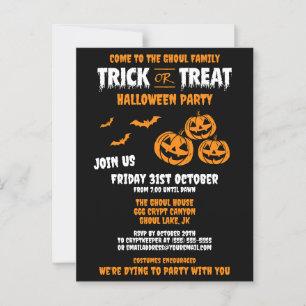Trick or Treat Customisable Party Invitation B Postcard