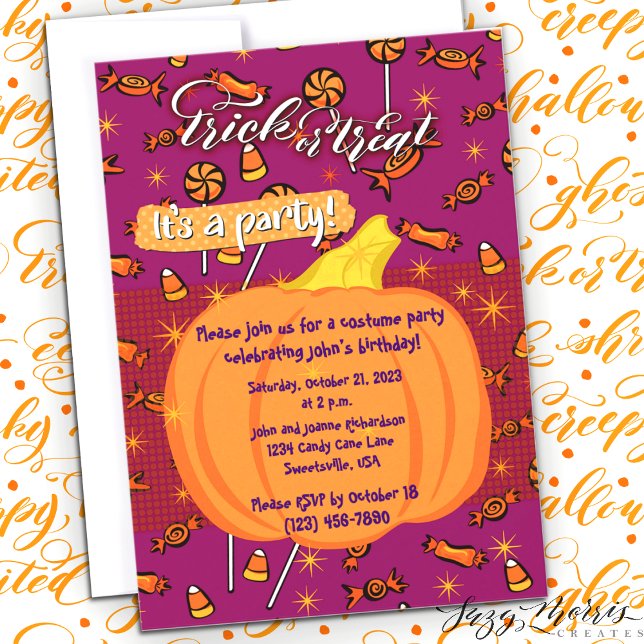Trick or Treat Customisable Pumpkin Invite (Creator Uploaded)