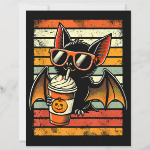 Trick or Treat Cute Bat Hipster Latte Funny Hallow