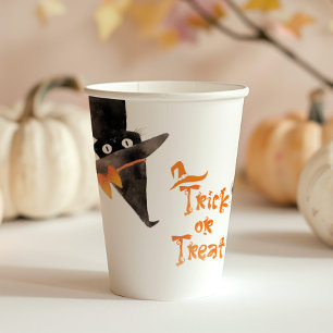 Trick or Treat Cute black cat Halloween Paper Cups